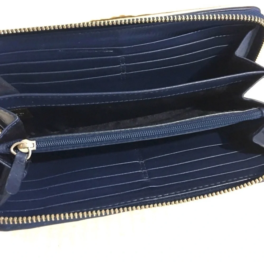 Coach navy blue leather wallet